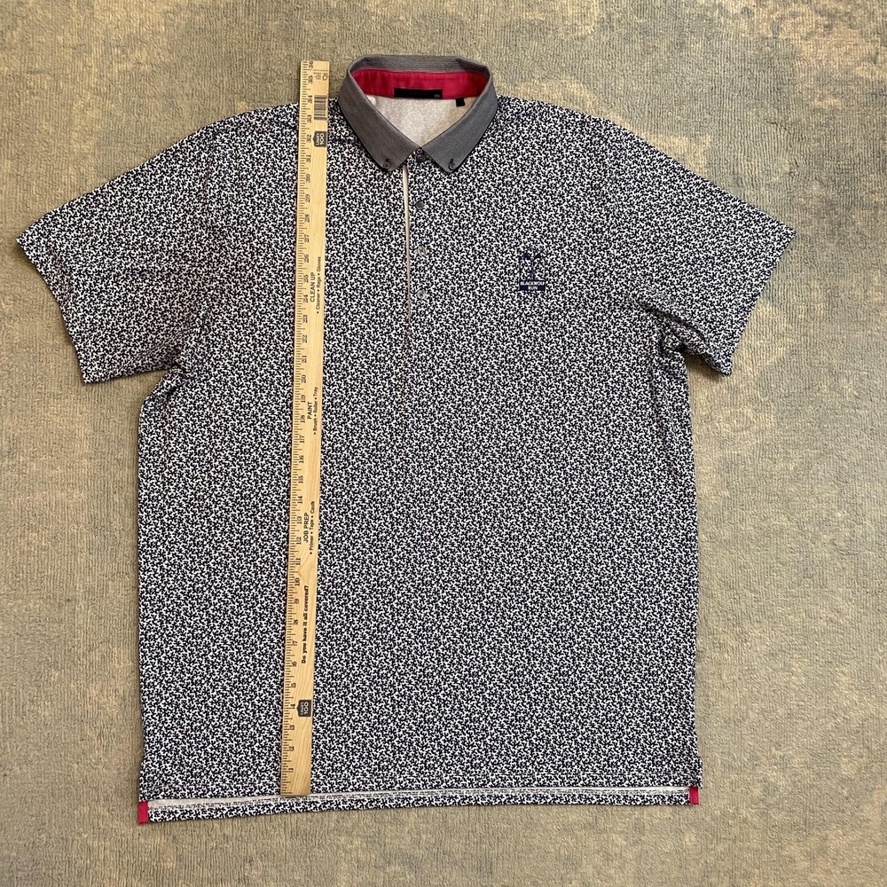 Greyson Polo Shirt Mens 2XL Navy Print Blackwolf Run Golf Performance Stretch - Picture 5 of 10